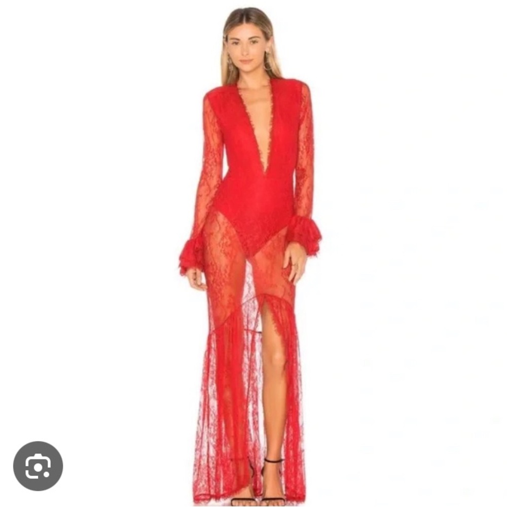 Elegant Red Lace Gown